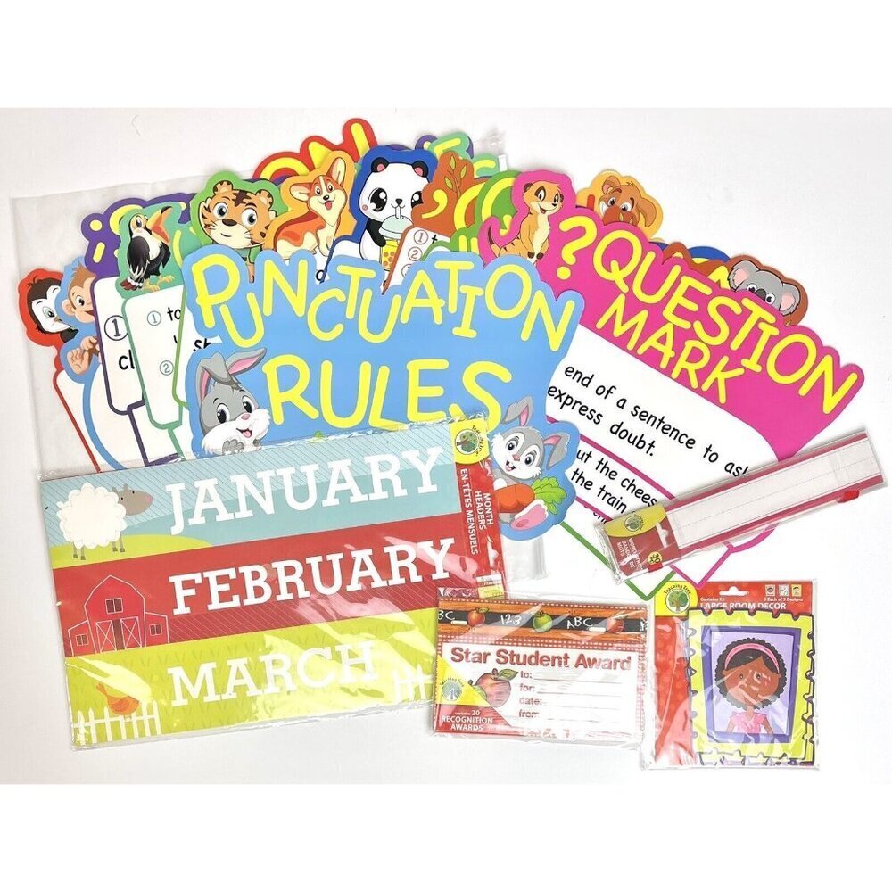 LOT Classroom Decor & TEACHING TOOLS Month Headers Word Strips Punctuation Rules
